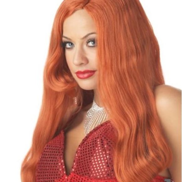 Halloween cosplay custom party mermaid ginger red curly wavy bombshell  hair wig - Picture 2 of 2